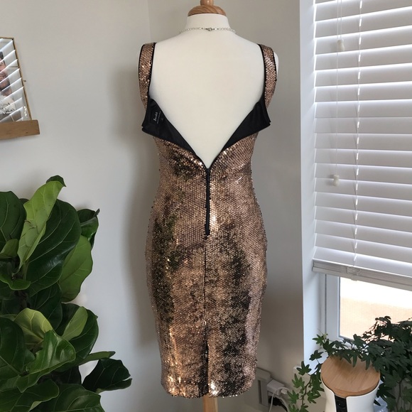 [bardot] neve dress in rose gold foil sequin - Picture 6 of 8